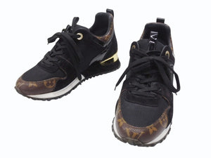 LOUIS VUITTON ルイヴィトン 1A3CVW ランアウェイ・ライン スニーカー モノグラム ブラック ブラウン サイズ35 美品 中古 4b006413