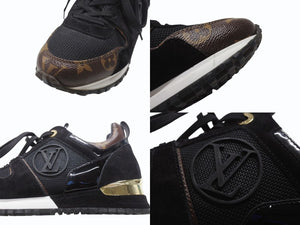 LOUIS VUITTON ルイヴィトン 1A3CVW ランアウェイ・ライン スニーカー モノグラム ブラック ブラウン サイズ35 美品 中古 4b006413