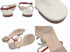 CHANEL シャネル パテント ココマーク トングサンダル パンプス パテントレザー アイボリー レッド サイズ35 1/2 美品 中古 4b006414