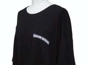 極美品 CHROME HEARTS クロムハーツ ラスベガス限定 ロゴプリント半袖Ｔシャツ スクロールラベル ブラック コットン サイズXXL 中古 4b006419