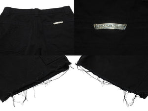 CHROME HEARTS クロムハーツ CARPENTER DOUBLE KNEE カーペンター ダブルニーショーツ クロスボール ブラック サイズ33 美品 中古 4b006420 