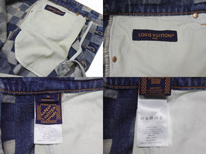 極美品 ルイヴィトン ルイヴィトン 24SS ダミエデニムスケートデニムパンツ RM241 GCO HQD87W ブルー サイズ34 中古 4b006421 