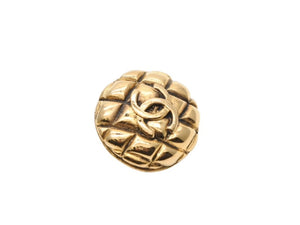 CHANEL シャネル ココマーク イヤリング ヴィンテージ ココマーク25 マトラッセ柄 丸型 ゴールド メタル 重量約12.3g 両耳用 美品 中古 4b006426