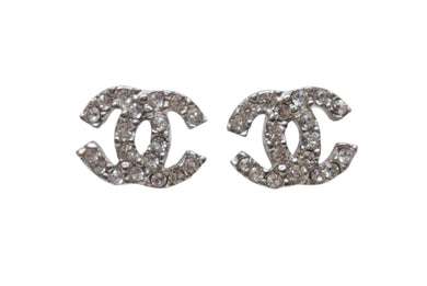 極美品 CHANEL シャネル Coco Mark ココマーク ラインストーン ピアス 03A 刻印 1.7g シルバーカラー 中古 4b006431