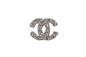 極美品 CHANEL シャネル Coco Mark ココマーク ラインストーン ピアス 03A 刻印 1.7g シルバーカラー 中古 4b006431