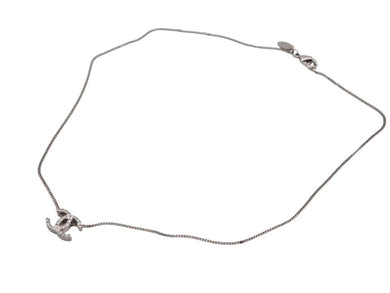 CHANEL シャネル ココマーク 両面ラインストーン ネックレス 重量約3.7g 10A刻印 全長約44cm シルバー メタル 美品 中古 4b006432