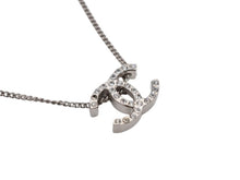 Load image into Gallery viewer, CHANEL シャネル ココマーク 両面ラインストーン ネックレス 重量約3.7g 10A刻印 全長約44cm シルバー メタル 美品 中古 4b006432