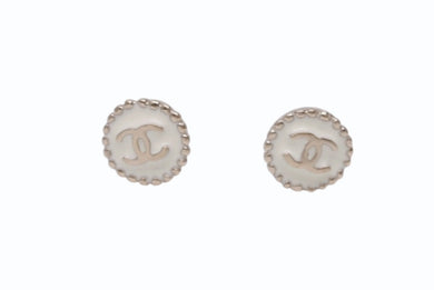 極美品 CHANEL シャネル Coco Mark ココマーク ピアス B18C 刻印 0.9g ゴールド ホワイト カラー 中古 4b006434