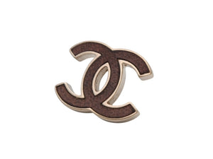 CHANEL シャネル ココマーク ピアス レザー調 両耳用 アクセサリー B12P刻印 4.6g ブラウン ゴールド 美品 中古 4b006436