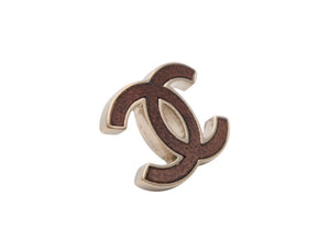 CHANEL シャネル ココマーク ピアス レザー調 両耳用 アクセサリー B12P刻印 4.6g ブラウン ゴールド 美品 中古 4b006436