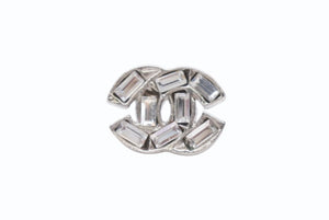 極美品 CHANEL シャネル Coco Mark ココマーク ピアス ラインストーン シルバー カラー 01P 刻印 2.3g アクセサリー 中古 4b006442