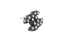 Load image into Gallery viewer, 極美品 CHANEL シャネル Coco Mark ココマーク ピアス 02A 刻印 3.1g ラインストーン ブラックカラー アクセサリー 中古 4b006444