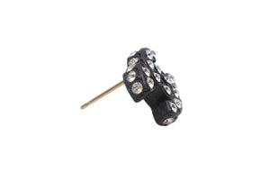 極美品 CHANEL シャネル Coco Mark ココマーク ピアス 02A 刻印 3.1g ラインストーン ブラックカラー アクセサリー 中古 4b006444
