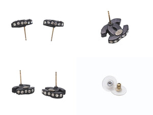 極美品 CHANEL シャネル Coco Mark ココマーク ピアス 02A 刻印 3.1g ラインストーン ブラックカラー アクセサリー 中古 4b006444