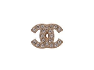 極美品 CHANEL シャネル ココマーク ピアス 両耳 09P刻印 フランス製 1.5g メタル ラインストーン ゴールド金具 中古 4b006446