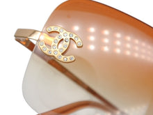 Load image into Gallery viewer, 極美品 CHANEL シャネル リムレス サングラス ラインストーン 2000s 4017-D メタル ブラウン ゴールド金具 サイズ62□17 120 中古 4b006447