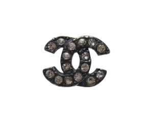 CHANEL シャネル ココマーク ピアス 両耳用 メタル ラインストーン ガンメタル金具 重量約4.0g 美品 中古 4b006450