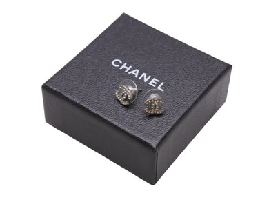 極美品 CHANEL シャネル ココマーク ピアス 両耳 A11V刻印 フランス製 重量約1.5g メタル ラインストーン ゴールド金具 中古 4b006454