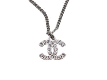 Load image into Gallery viewer, CHANEL シャネル ココマーク ラインストーン ネックレス 重量約5.0g F14V刻印 全長約46cm シルバー メタル 美品 中古 4b006457
