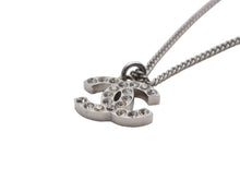 Load image into Gallery viewer, CHANEL シャネル ココマーク ラインストーン ネックレス 重量約5.0g F14V刻印 全長約46cm シルバー メタル 美品 中古 4b006457