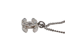 Load image into Gallery viewer, CHANEL シャネル ココマーク ラインストーン ネックレス 重量約5.0g F14V刻印 全長約46cm シルバー メタル 美品 中古 4b006457