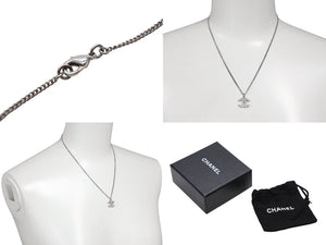 CHANEL シャネル ココマーク ラインストーン ネックレス 重量約5.0g F14V刻印 全長約46cm シルバー メタル 美品 中古 4b006457