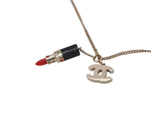CHANEL シャネル ココマーク リップスティック ネックレス 重量約6.9g 04A刻印 全長約49cm ゴールド メタル 美品 中古 4b006459