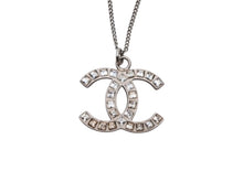 Load image into Gallery viewer, CHANEL シャネル ココマーク スクエアラインストーン ネックレス 重量約5.6g B11刻印 全長約48cm シルバー メタル 美品 中古 4b006463