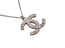 Load image into Gallery viewer, CHANEL シャネル ココマーク スクエアラインストーン ネックレス 重量約5.6g B11刻印 全長約48cm シルバー メタル 美品 中古 4b006463