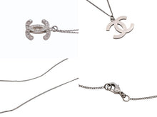 Load image into Gallery viewer, CHANEL シャネル ココマーク スクエアラインストーン ネックレス 重量約5.6g B11刻印 全長約48cm シルバー メタル 美品 中古 4b006463