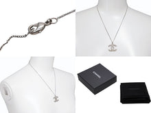 Load image into Gallery viewer, CHANEL シャネル ココマーク スクエアラインストーン ネックレス 重量約5.6g B11刻印 全長約48cm シルバー メタル 美品 中古 4b006463