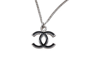 新品未使用品 CHANEL シャネル ココマーク ネックレス 重量約6.6g 07V刻印 全長約48cm ブラック シルバー メタル 中古 4b006466