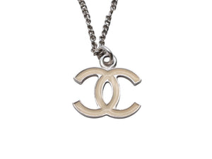 CHANEL シャネル ココマーク ネックレス 重量約5.9g 07V刻印 全長約47cm アイボリー シルバー メタル 美品 中古 4b006468