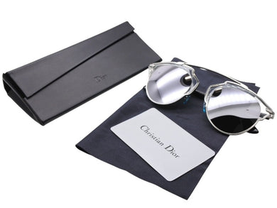 極美品 DIOR ディオール サングラス SoReal APPDC シルバーブラックカラー RM601BTUWJ サイズ48□22 140 ミラーレンズ 中古 4b006470