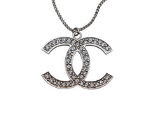 Load image into Gallery viewer, CHANEL シャネル ココマーク ラインストーン ネックレス 重量約15.8g 12A刻印 全長約68cm シルバー メタル 美品 中古 4b006472