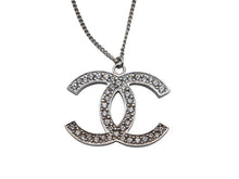 Load image into Gallery viewer, CHANEL シャネル ココマーク ラインストーン ネックレス 重量約15.8g 12A刻印 全長約68cm シルバー メタル 美品 中古 4b006472