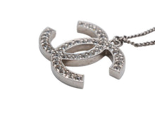Load image into Gallery viewer, CHANEL シャネル ココマーク ラインストーン ネックレス 重量約15.8g 12A刻印 全長約68cm シルバー メタル 美品 中古 4b006472