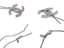 Load image into Gallery viewer, CHANEL シャネル ココマーク ラインストーン ネックレス 重量約15.8g 12A刻印 全長約68cm シルバー メタル 美品 中古 4b006472