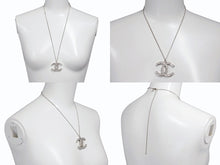Load image into Gallery viewer, CHANEL シャネル ココマーク ラインストーン ネックレス 重量約15.8g 12A刻印 全長約68cm シルバー メタル 美品 中古 4b006472