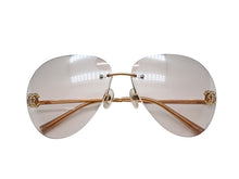 Load image into Gallery viewer, 極美品 CHANEL シャネル リムレス ココマーク サングラス メガネ 4108-B GP ラインストーン ブラウン ゴールド金具 中古 4b006473