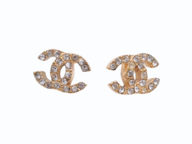 CHANEL シャネル ココマーク ピアス 重量約3.5g 01P刻印 ラインストーン メタル ゴールド クリア 両耳用 美品 中古 4b006475