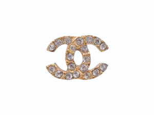 CHANEL シャネル ココマーク ピアス 重量約3.5g 01P刻印 ラインストーン メタル ゴールド クリア 両耳用 美品 中古 4b006475