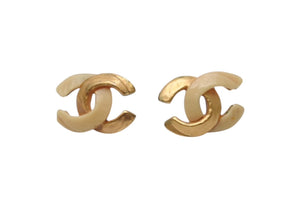 極美品 CHANEL シャネル Coco Mark ココマーク ピアス 00T 刻印 1.8g アイボリー ゴールド カラー アクセサリー 中古 4b006476