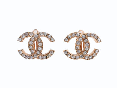 極美品 CHANEL シャネル Coco Mark ココマーク ピアス ラインストーン ゴールドカラー 02A 刻印 4.9g アクセサリー 中古 4b006477