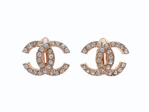 極美品 CHANEL シャネル Coco Mark ココマーク ピアス ラインストーン ゴールドカラー 02A 刻印 4.9g アクセサリー 中古 4b006477