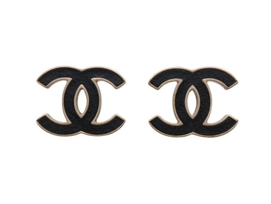 極美品 CHANEL シャネル Coco Mark ココマーク ピアス B13C 刻印 4.8g ゴールド ブラック カラー 中古 4b006479