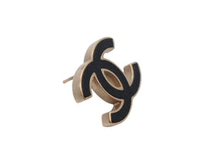 極美品 CHANEL シャネル Coco Mark ココマーク ピアス B13C 刻印 4.8g ゴールド ブラック カラー 中古 4b006479
