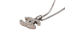 Load image into Gallery viewer, CHANEL シャネル ココマーク ラインストーン ネックレス 重量約5.8g 08V刻印 全長約46cm シルバー メタル 美品 中古 4b006480