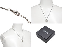 Load image into Gallery viewer, CHANEL シャネル ココマーク ラインストーン ネックレス 重量約5.8g 08V刻印 全長約46cm シルバー メタル 美品 中古 4b006480