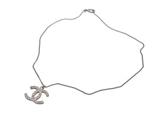 Load image into Gallery viewer, CHANEL シャネル ココマーク スクエアラインストーン ネックレス 重量約5.3g B12A刻印 全長約45cm シルバー メタル 美品 中古 4b006481